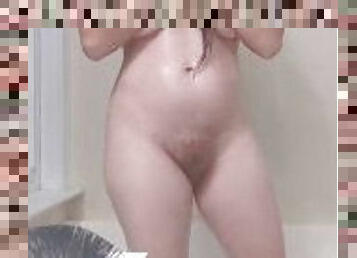 baignade, poilue, amateur, blonde, solo, réalité, petits-seins