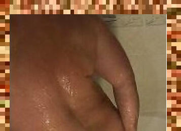 Soaping my thick hairy body up in the shower