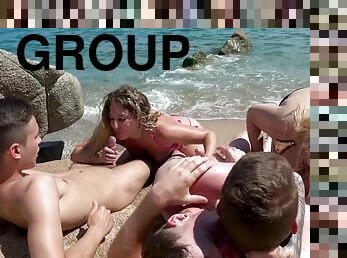 Naked females swap tasty dicks in elegant group sex scenes