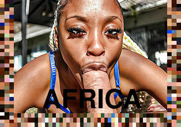 African Sex Trip - Ebony Hottie Has Sizzling Interracial Sex Outdoors