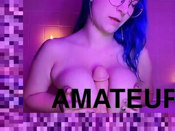 Wet brunette Bigtittygothegg Bathtub POV titjob for Dildo Toy - amateur homemade solo masturbation