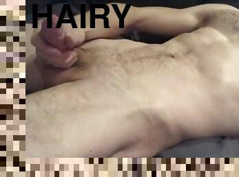 The Hottest horniest handjob!!!! Hairy fit guy jerking off until thick cum Cumshot