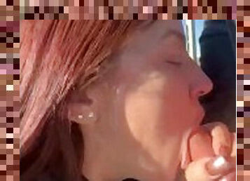 public, amateur, fellation, ejaculation-sur-le-corps, milf, couple, ejaculation, attrapée, parc