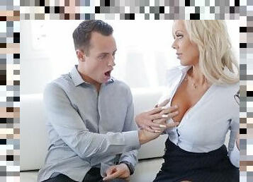 Busty Blonde Real Estate Agent Nina Elle Seduces Client Into A Deal