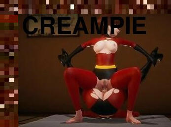 Helen Parr gets creampied by her futa clone - The Incredibles Inspired