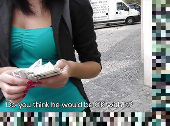 Good-looking chick couldnt say no to handsome guy with cash