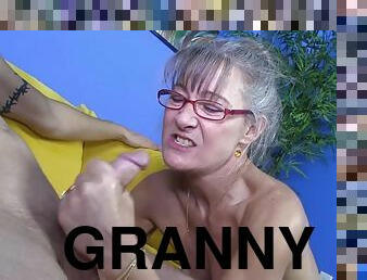 Granny is getting some sperm on her face
