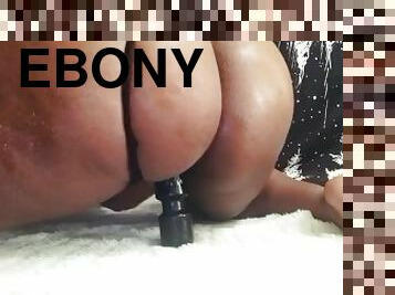 Thick Ebony bouncing on dildo