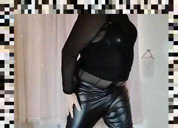 transsexuelle, amateur, salope, culotte, horny, webcam, fétiche, latex, solo, cuir