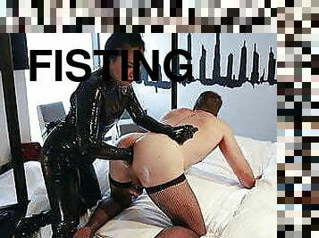 asiático, fisting, meia-calça, amador, anal, alemão, bdsm, escravo, dedos, latex