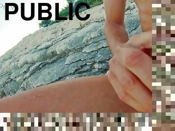 masturbation, nudist, publik, strand, söt, fångad, exhibitionist, blottande