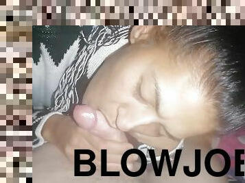 Blowjob from slim black hair girl