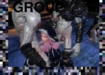 groß-titten, monster, blasen, beule-schuss, gangbang, creampie, gruppensex, doppelklicken, anime, 3d