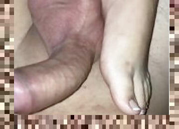 masturbation, pieds, fétiche, branlette-avec-les-pieds