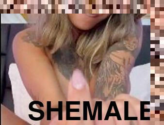 Tattoed shemale cum