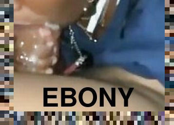 Ebony Teen Sucking Dick with lots of spit