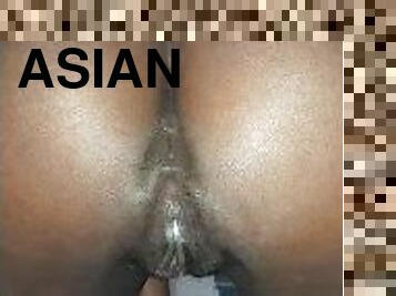 asiatisk, röv, fitta-pussy, amatör, anal, mörkhyad, hemmagjord, creampie, ritt, dildo