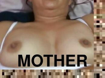 Very excited latin mother screams asking her stepson to lick her hairy pussy