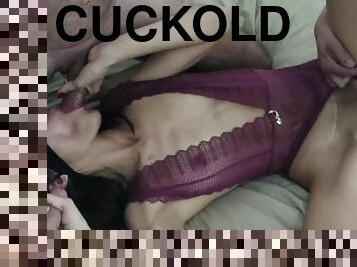 Cuckold offers his wife to two friends! Hot Fuck!