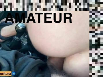 offentlig, amatør, anal, pikslikkeri, creampie, par, bil, blond