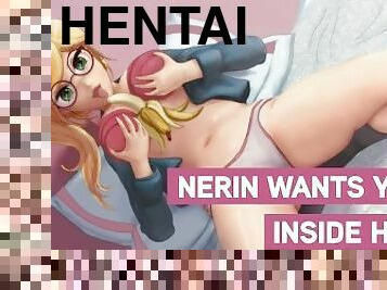 orgamus, schulmädchen, beule-schuss, junge, beule, blondine, hentai, allein