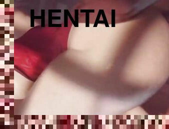 gros-nichons, orgasme, giclée, anal, japonais, butin, hentai, seins, blanc, dure