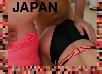 asiático, teta-grande, peluda, cona-pussy, magro, chupanços, tiro-ao-alvo, mulher-madura, japonesa, a-três