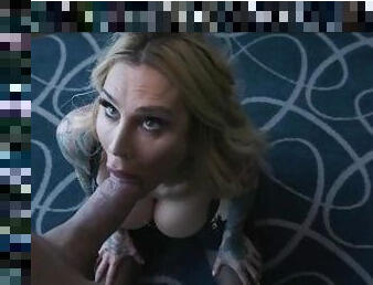 Sexy Tatooed MILF Sarah Jessie Sucks Huge White Cock