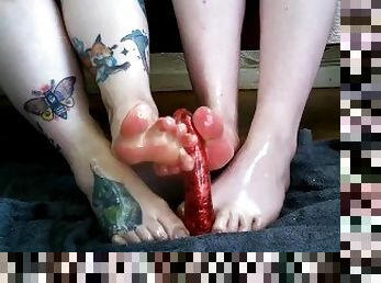 Slippery foot job