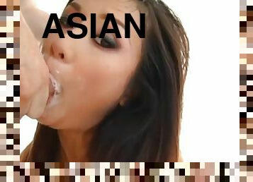 asiatique, babes, fellation, ejaculation-sur-le-corps, jouet, hardcore, point-de-vue, bâillonnement, brunette