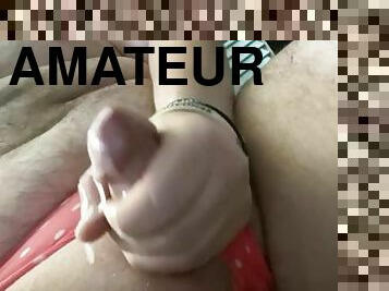 Masturbating solo in pink panties