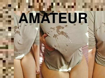 énorme, amateur, ejaculation-sur-le-corps, maison, branlette, couple, point-de-vue, ejaculation, fétiche, sexe-habillé