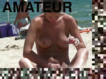 nudist, udendørs, amatør, milf, cam, strand, spion, lurer, brunette, skjult