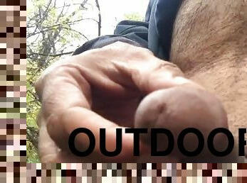 Full bladder outdoor piss got caught by passerby