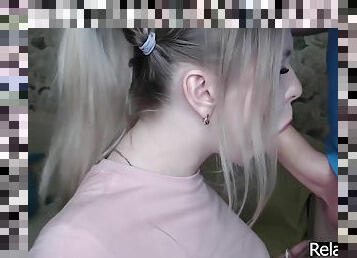 orgasme, russe, amateur, énorme-bite, fellation-profonde, couple, blonde