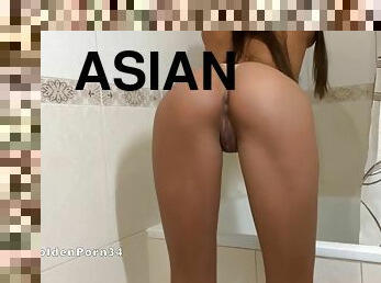 Slender Asian Girl Masturbates In The Shower