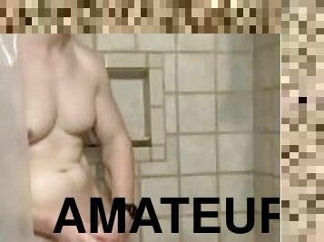 banyo-yapma, mastürbasyon-masturbation, amatör, genç, oyuncak, mastürbasyon, duş, tek-kişilik, tıraş-olmuş, poz-verme