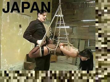 Japanese sub marica hase gets suspended from the ceiling and fucked rough