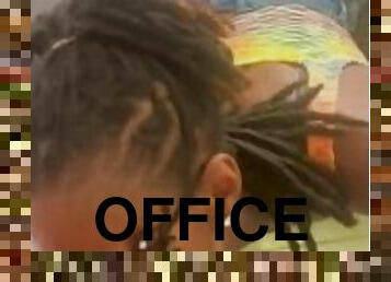 Sexy dreadlocks sucking cock in spinning office chair