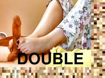 Girl Footjob Powerful Double C