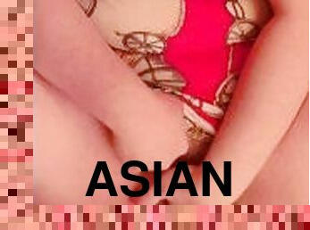 ázsiai, orgazmus, spriccelés, amatőr, duci, szólóban
