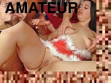 Amateur Xmas group sex at the sex club