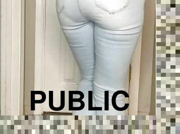 pisser, public, amateur, ébène, culotte, fétiche