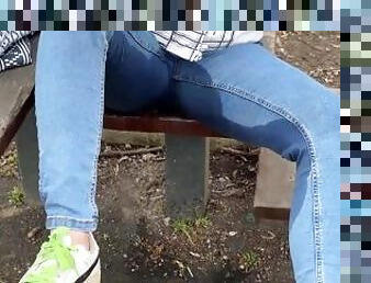 pisser, public, amateur, culotte, fétiche, jeans, réalité