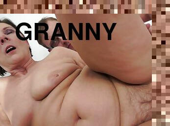 Curvy Granny Gets To Work On Her Hunks Huge Cock