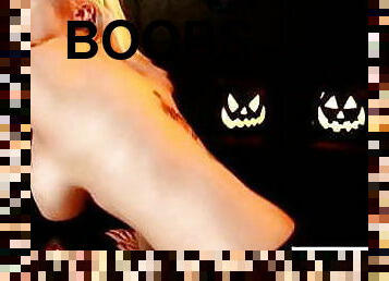 gros-nichons, babes, ejaculation, blonde, pute, gode, seins, blanc, halloween