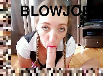 Pov Blowjob With Lollypop! She Really Love Suck! This Bitch Wants To Know The Taste Of My Filling!