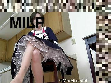 milf, skjørtet, pov, femdom