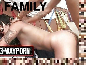 3-Way Porn - Family Pool Party Old-Young Family Threesome