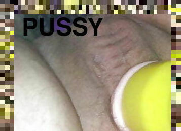 Pocket pussy and vibrator fun for one 